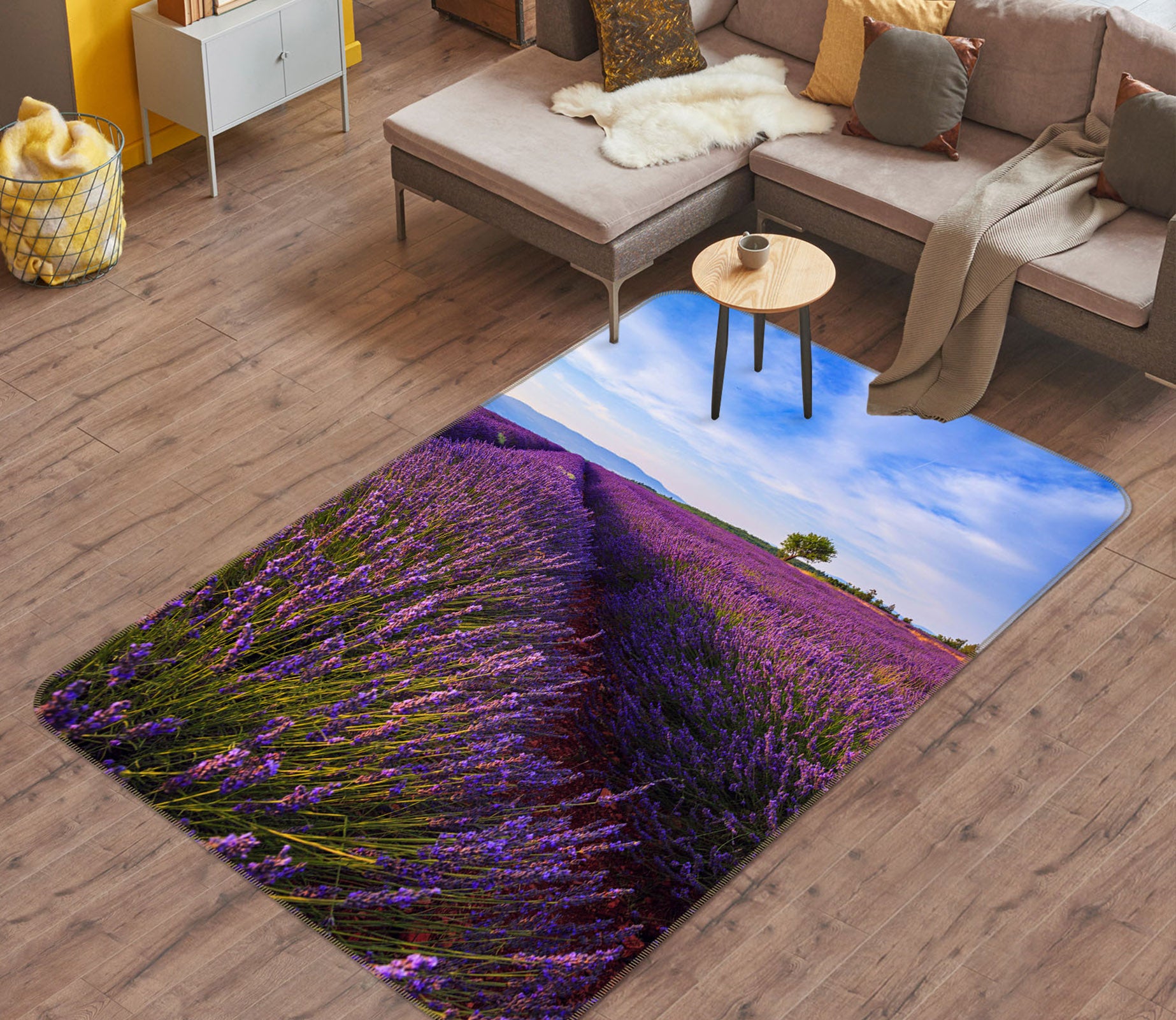 3D Lavender Flowers 34190 Non Slip Rug Mat
