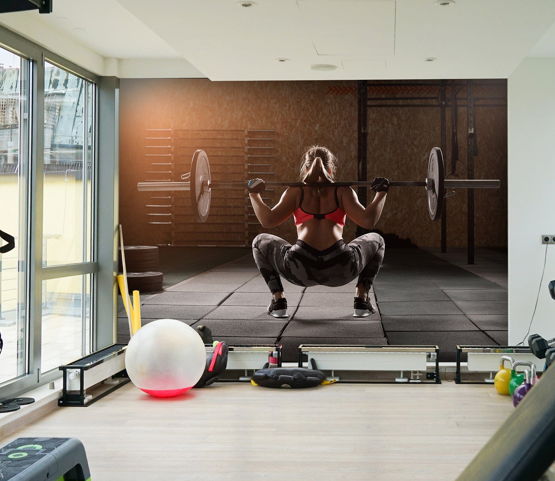 3D Dumbbell Squat 230 Wall Murals Wallpaper AJ Wallpaper 2 