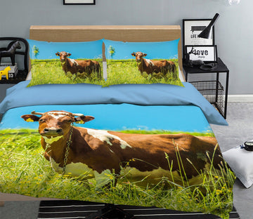 3D Brown Cow 1898 Bed Pillowcases Quilt Quiet Covers AJ Creativity Home 