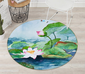 3D Lotus 69182 Round Non Slip Rug Mat