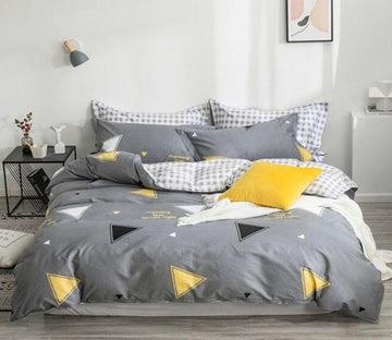 3D Black And Yellow Triangle 4133 Bed Pillowcases Quilt