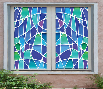 3D Blue Debris 319 Window Film Print Sticker Cling Stained Glass UV Block