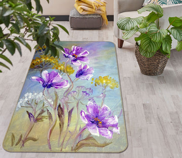 3D Purple Flowers 26161 Non Slip Rug Mat