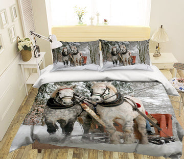 3D White Horse 1941 Bed Pillowcases Quilt Quiet Covers AJ Creativity Home 