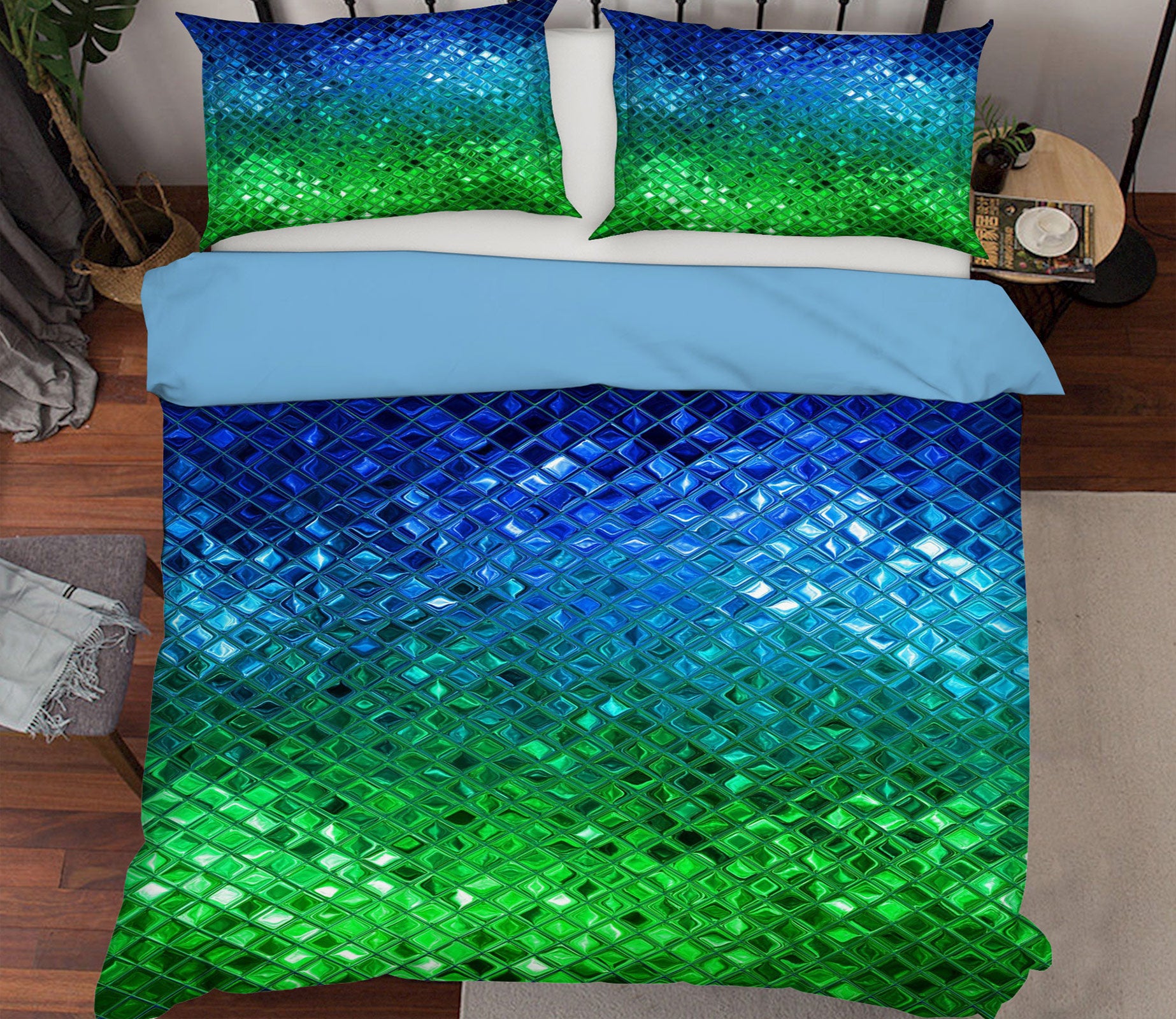 3D Blue Green Gradient 13157 Bed Pillowcases Quilt