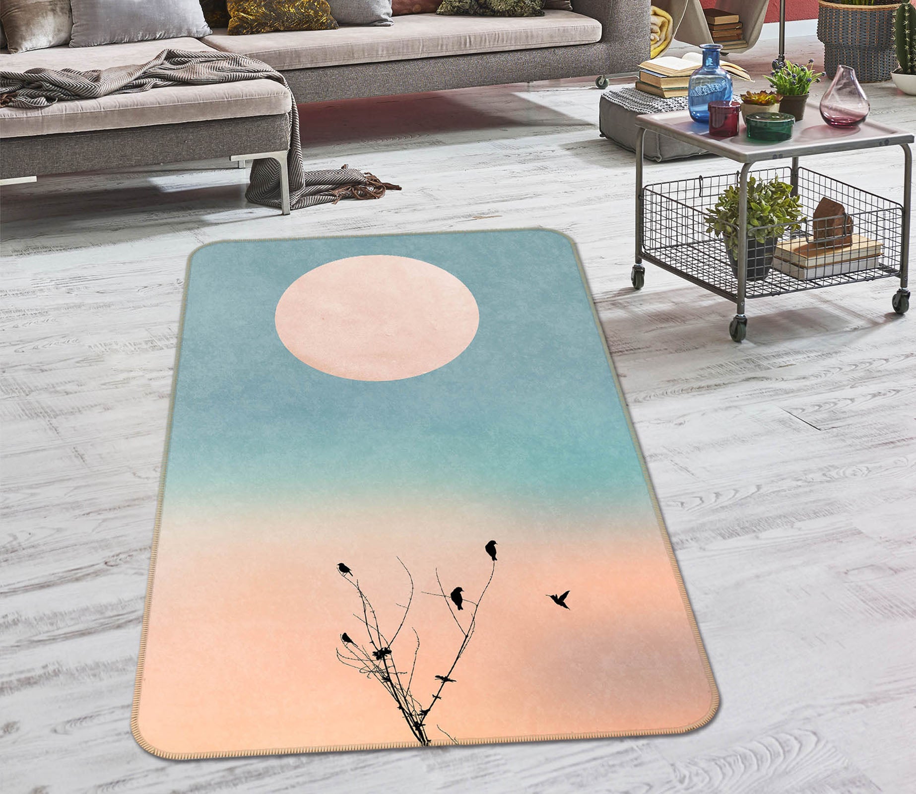 3D Dead Branches Moon 84148 Boris Draschoff Rug Non Slip Rug Mat