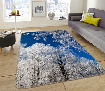 3D White Snow Forest 66139 Non Slip Rug Mat