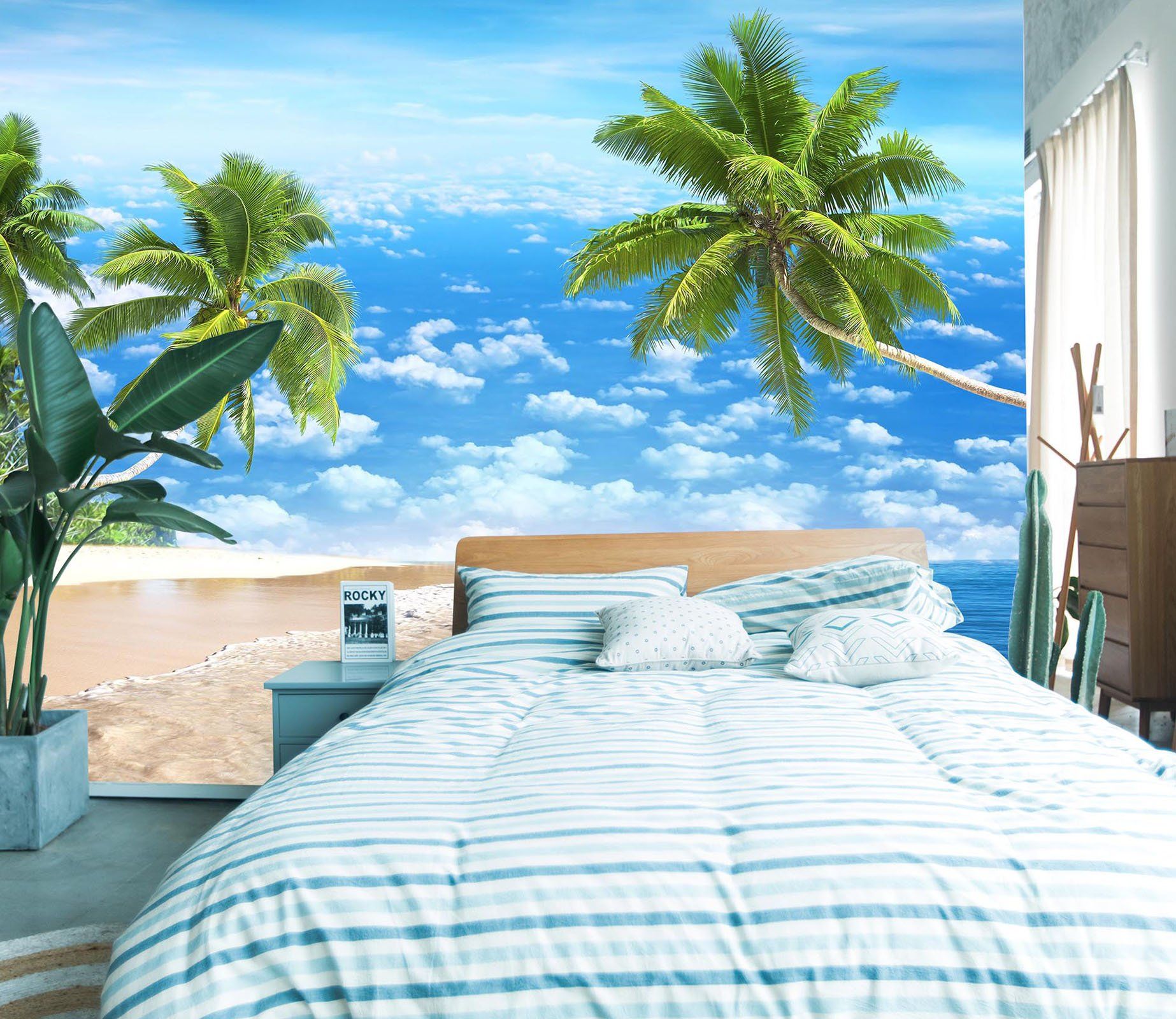 3D Beach White Clouds 107 Wall Murals Wallpaper AJ Wallpaper 2 