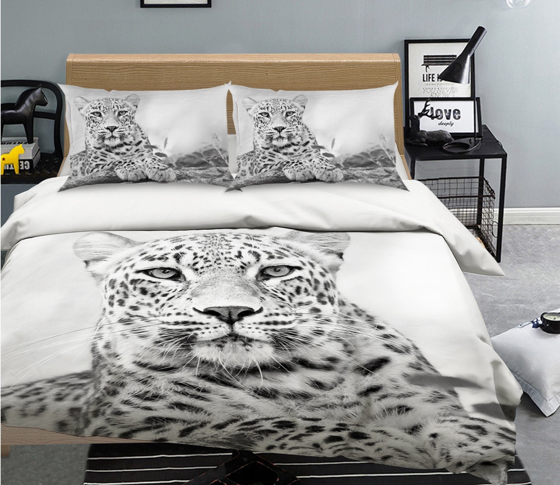 3D Grey Tiger 2004 Bed Pillowcases Quilt Quiet Covers AJ Creativity Home 