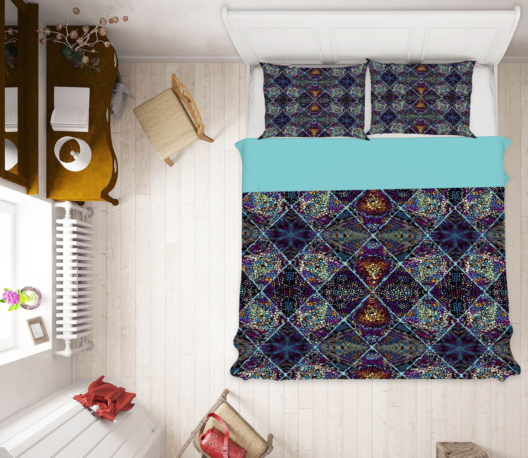 3D Diamond Pattern 14067 Bed Pillowcases Quilt