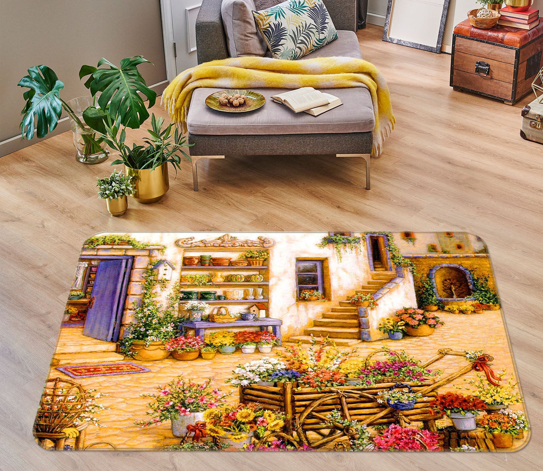 3D Flower Pot 33168 Non Slip Rug Mat