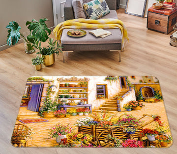 3D Flower Pot 33168 Non Slip Rug Mat