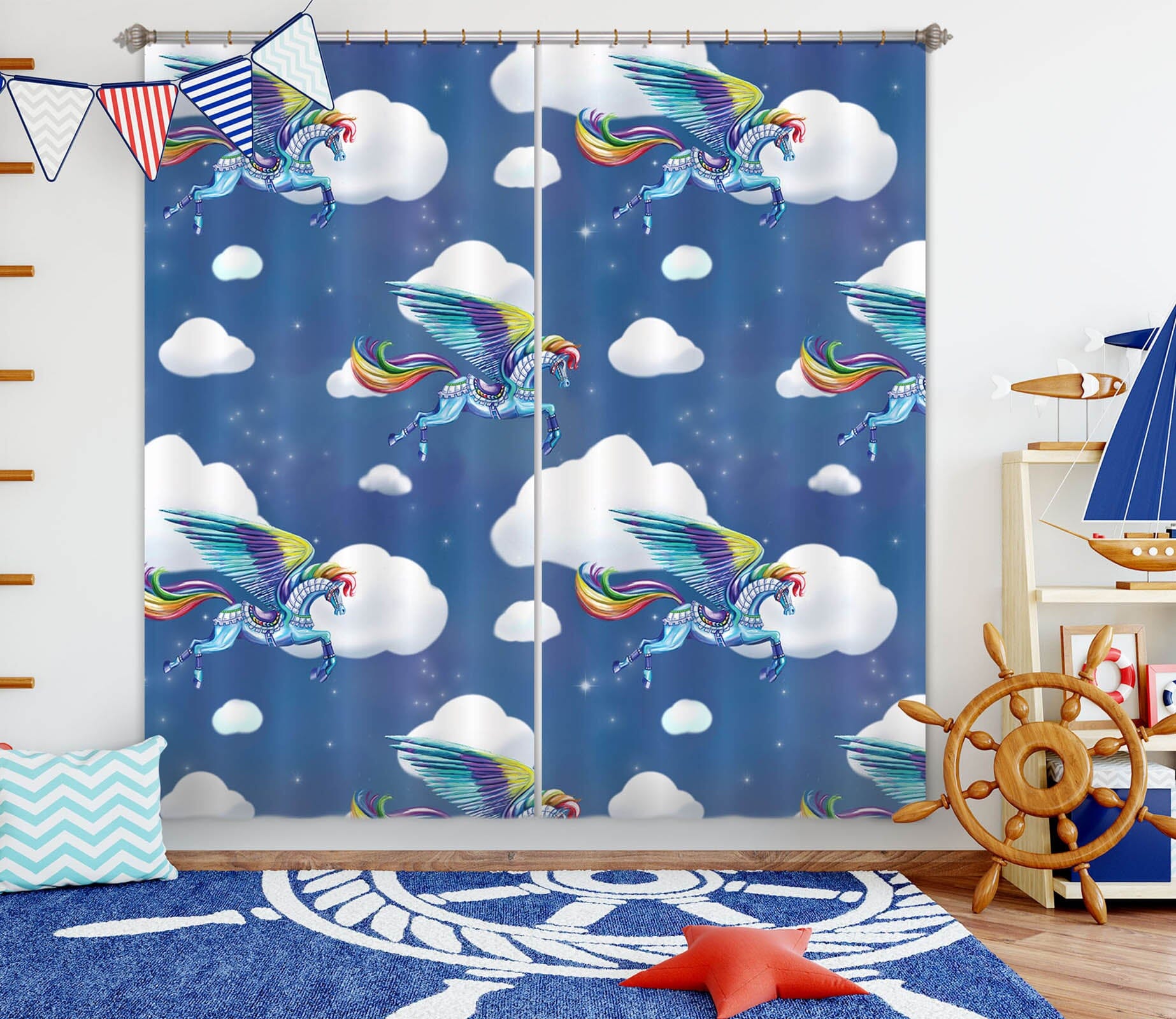 3D Pegasus 117 Rose Catherine Khan Curtain Curtains Drapes Curtains AJ Creativity Home 
