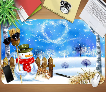 3D Snowman Love Cloud 055 Desk Mat Mat AJ Creativity Home 