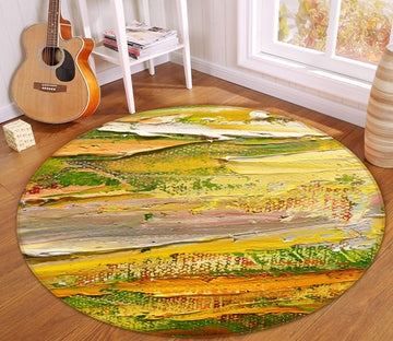 3D Yellow Field 71238 Round Non Slip Rug Mat