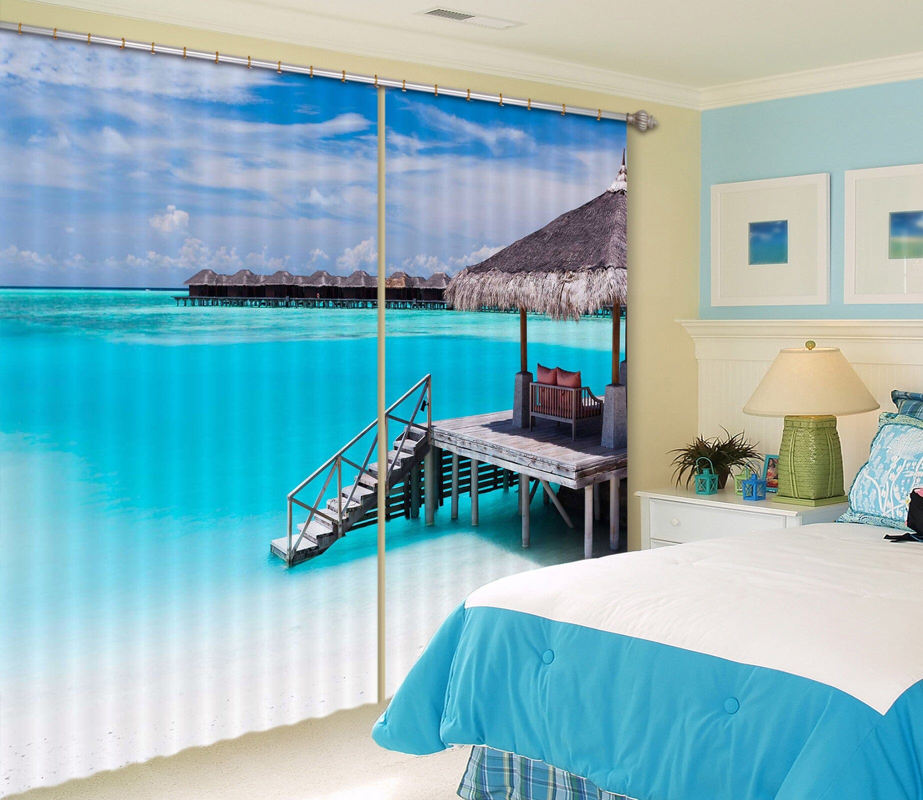 3D Blue Sea 842 Curtains Drapes Wallpaper AJ Wallpaper 