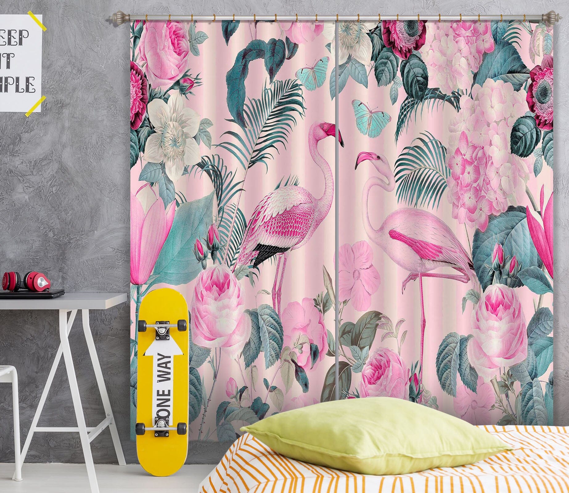 3D Flamingo Forest 056 Andrea haase Curtain Curtains Drapes Curtains AJ Creativity Home 