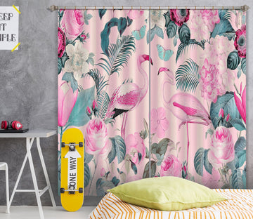 3D Flamingo Forest 056 Andrea haase Curtain Curtains Drapes Curtains AJ Creativity Home 