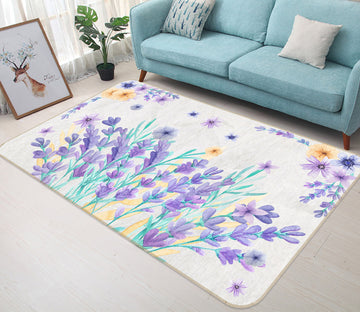 3D Purple Flowers 77238 Non Slip Rug Mat