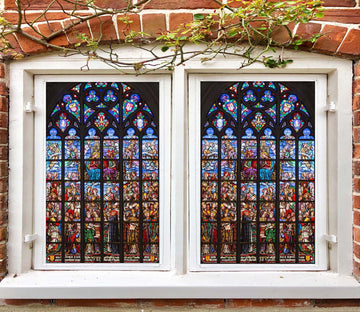 3D Believers Church 019 Window Film Print Sticker Cling Stained Glass UV Block