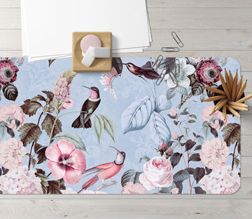 3D Blue Leaves Bird 5222 Andrea Haase Desk Mat