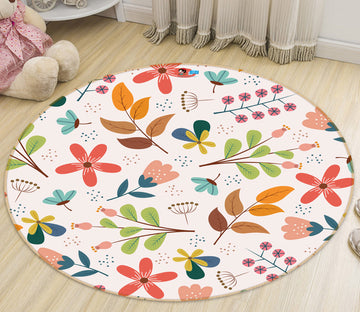 3D Color Leaf Pattern 71279 Round Non Slip Rug Mat