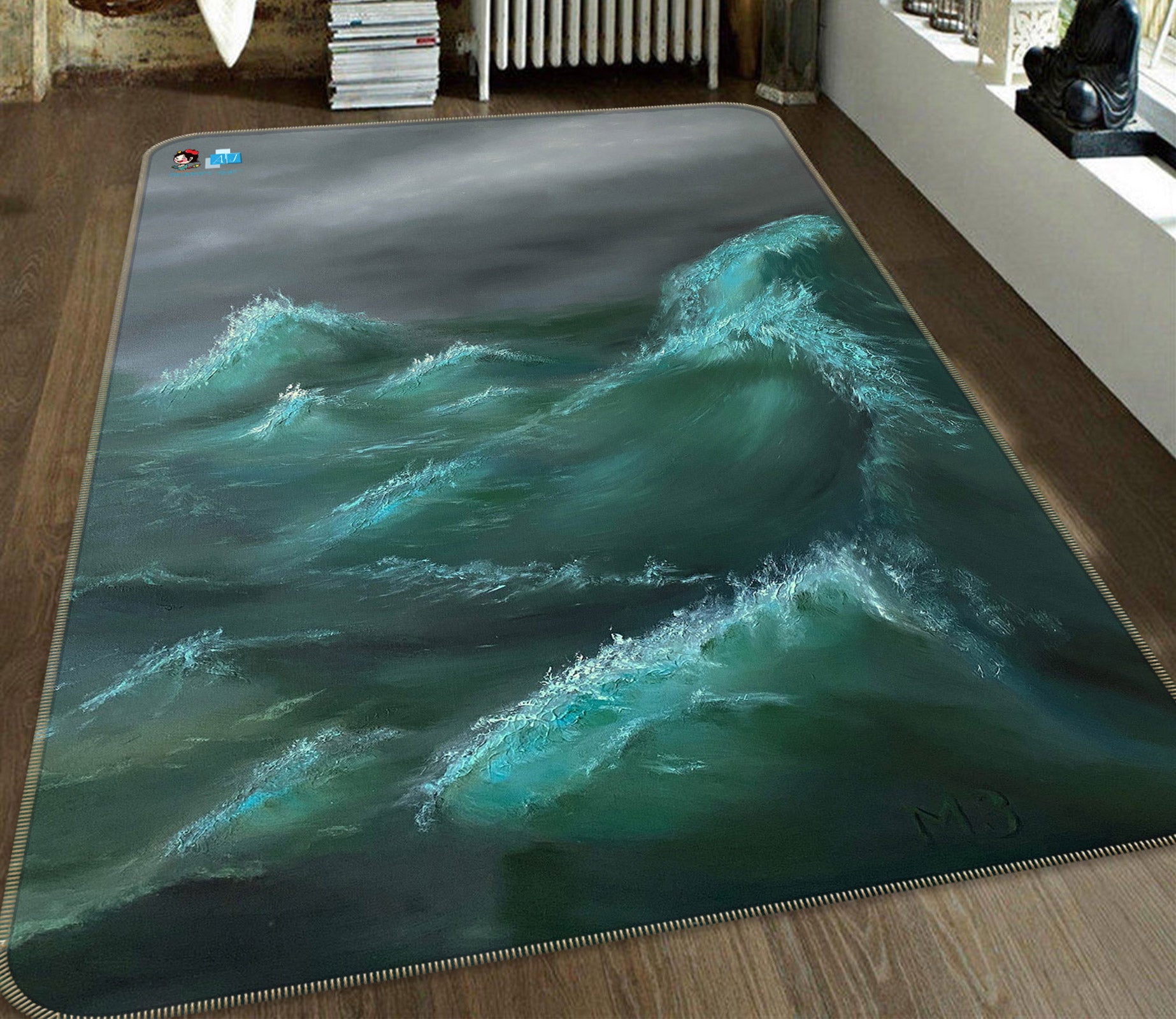 3D Waves 9720 Marina Zotova Rug Non Slip Rug Mat