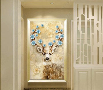 3D Flower Deer WC290 Wall Murals Wallpaper AJ Wallpaper 2 