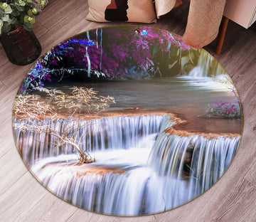 3D Flower Tree Waterfall 69109 Round Non Slip Rug Mat