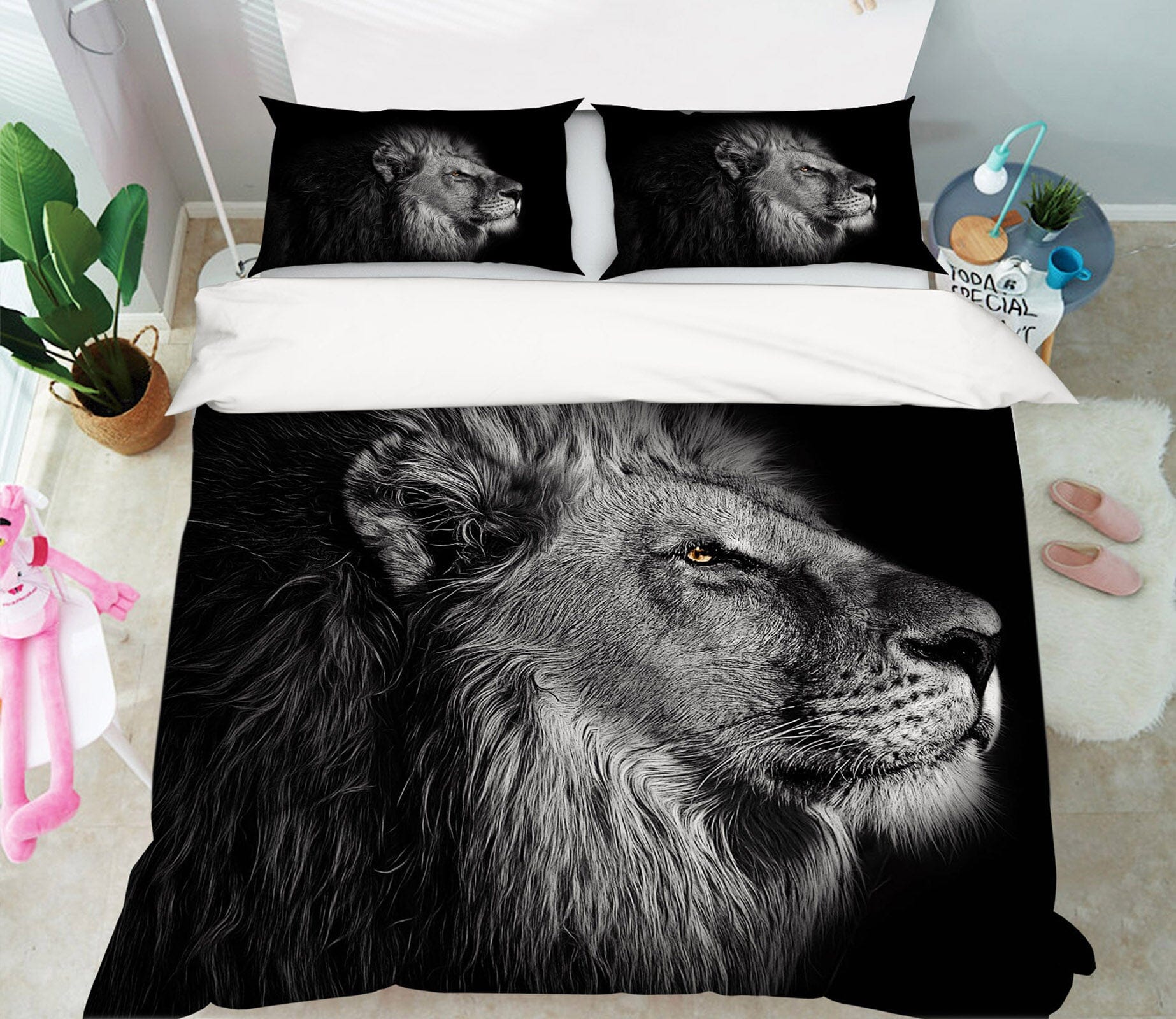 3D Silent Lion 1952 Bed Pillowcases Quilt Quiet Covers AJ Creativity Home 