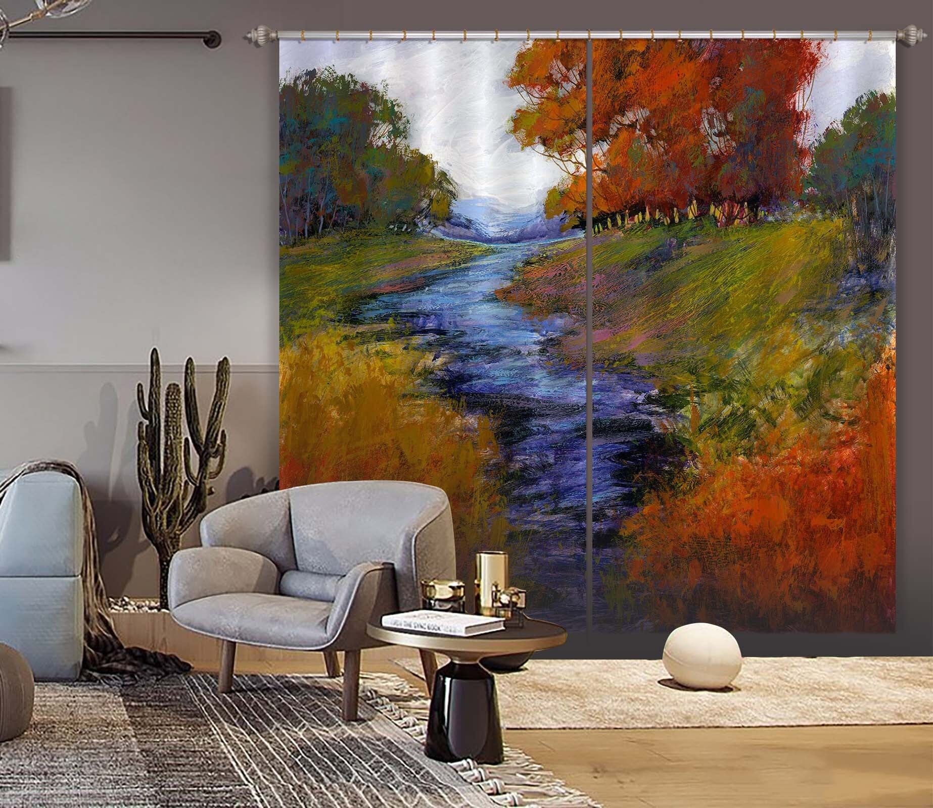 3D Small River Water 248 Michael Tienhaara Curtain Curtains Drapes Curtains AJ Creativity Home 