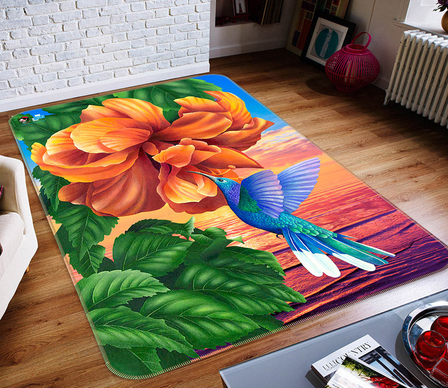 3D Flower Bird 66131 Non Slip Rug Mat