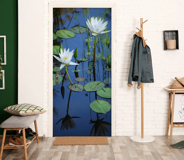 3D White Lotus 25167 Door Mural