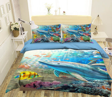 3D Undersea Fish School 2116 Adrian Chesterman Bedding Bed Pillowcases Quilt Quiet Covers AJ Creativity Home 