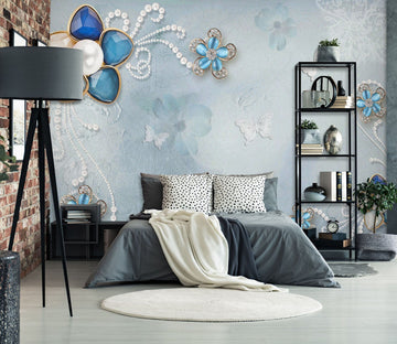 3D Blue Flowers 1459 Wall Murals Wallpaper AJ Wallpaper 2 