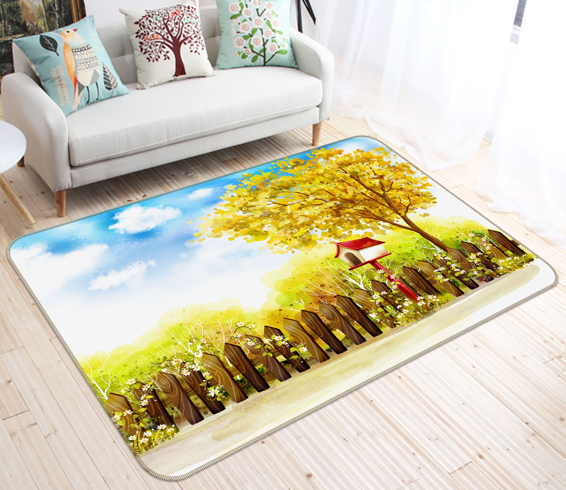 3D Tree Fence 33129 Non Slip Rug Mat