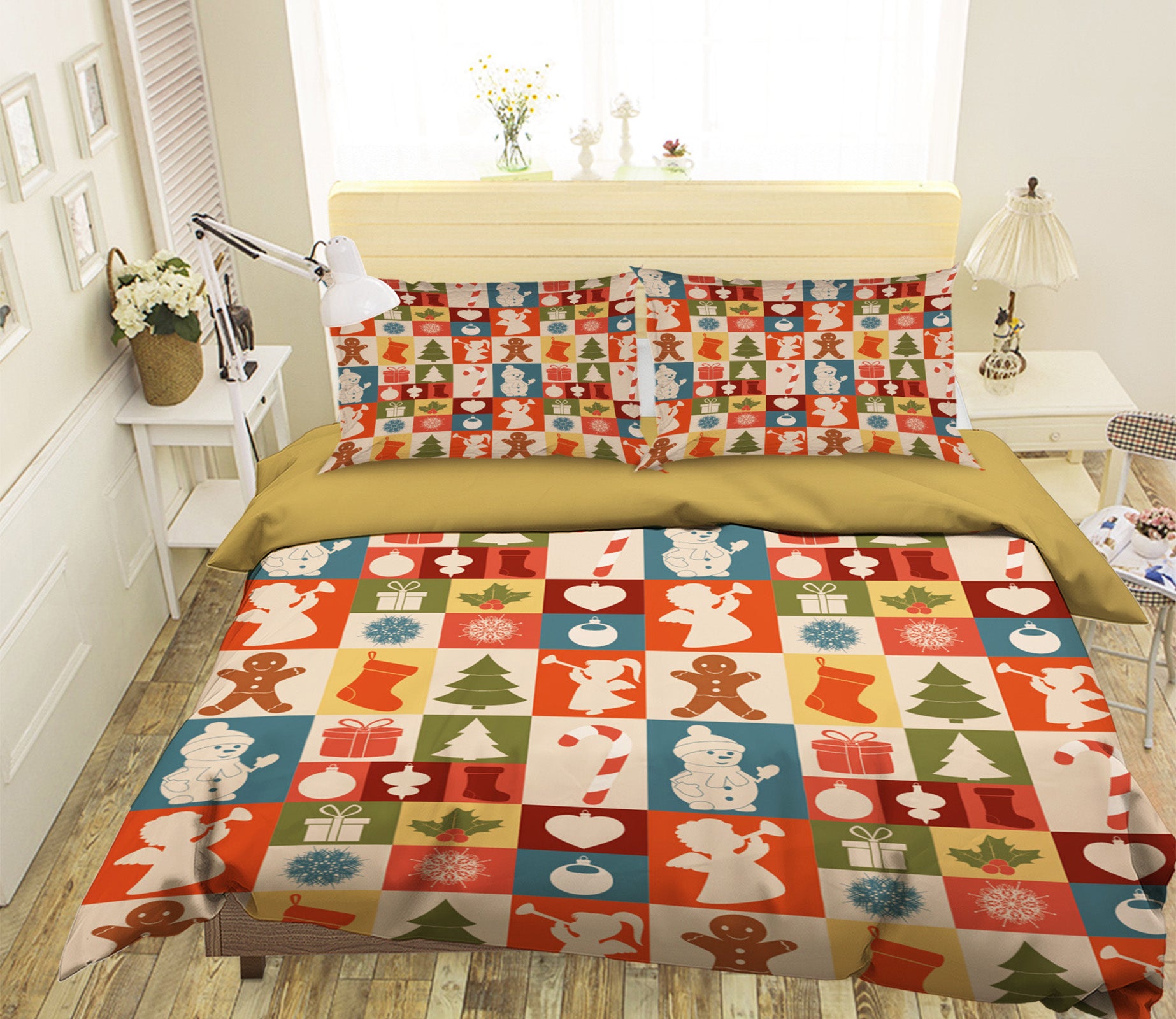 3D Square Christmas Pattern 45030 Christmas Quilt Duvet Cover Xmas Bed Pillowcases