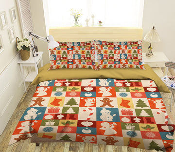 3D Square Christmas Pattern 45030 Christmas Quilt Duvet Cover Xmas Bed Pillowcases