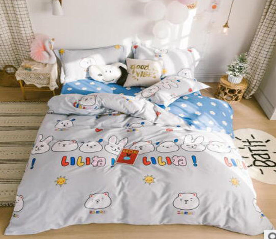 3D Light Gray Rabbit 15035 Bed Pillowcases Quilt
