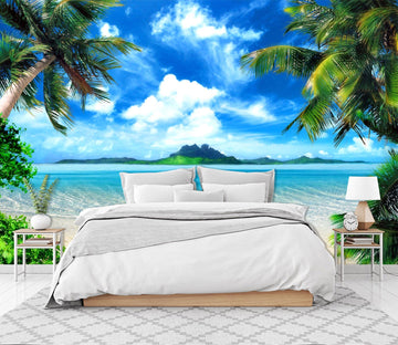 3D Coconut Tree Beach 1704 Wall Murals Wallpaper AJ Wallpaper 2 