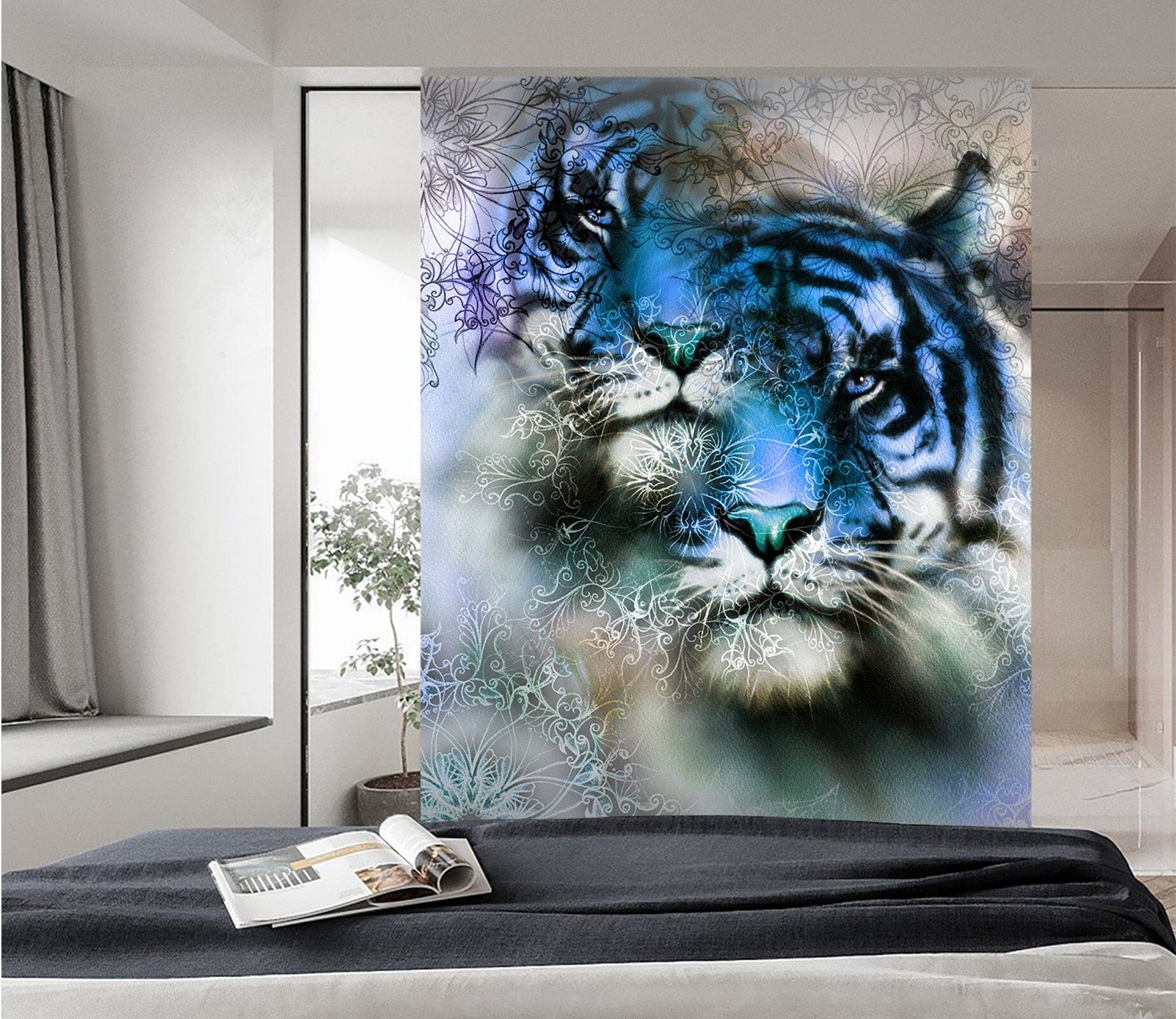3D Blue Tiger 137 Wall Murals Wallpaper AJ Wallpaper 2 