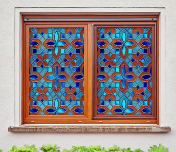 3D Blue Lace 201 Window Film Print Sticker Cling Stained Glass UV Block