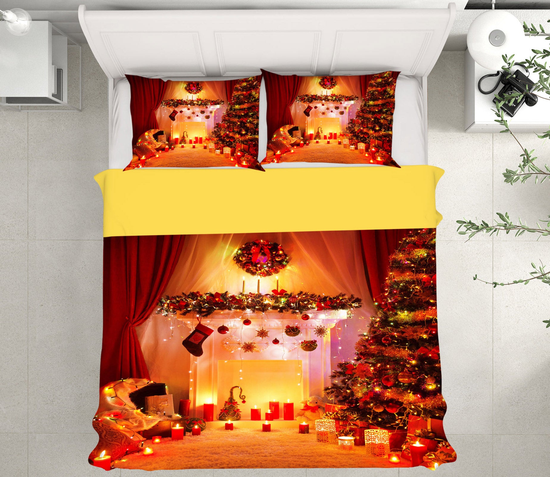 3D Christmas Tree Candle 12208 Bed Pillowcases Quilt