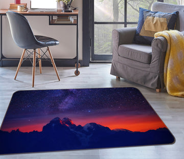 3D Mountains Starry Sky 34217 Non Slip Rug Mat
