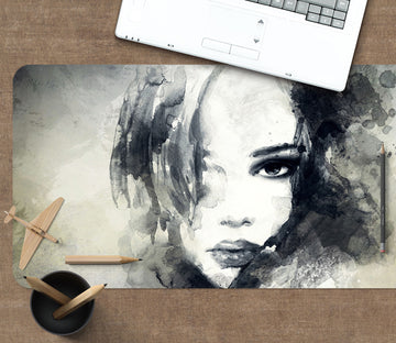 3D Gray Woman 17107 Desk Mat