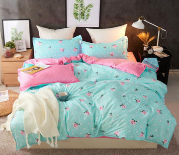 3D Mint Green Pink Strawberry 2158 Bed Pillowcases Quilt