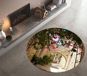 3D Arch Flower Vine 80204 Round Non Slip Rug Mat