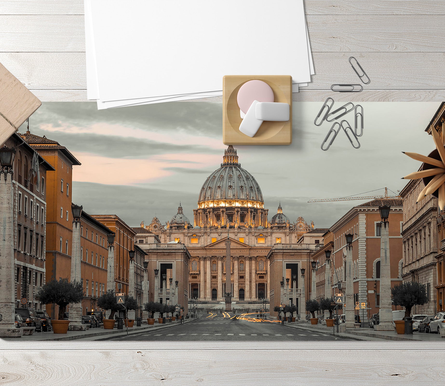 3D Castle Building 7733 Assaf Frank Desk Mat