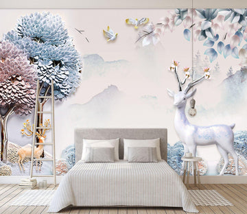 3D Golden Deer Tree 524 Wallpaper AJ Wallpaper 2 