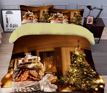3D Christmas Tree Cookies 45140 Christmas Quilt Duvet Cover Xmas Bed Pillowcases